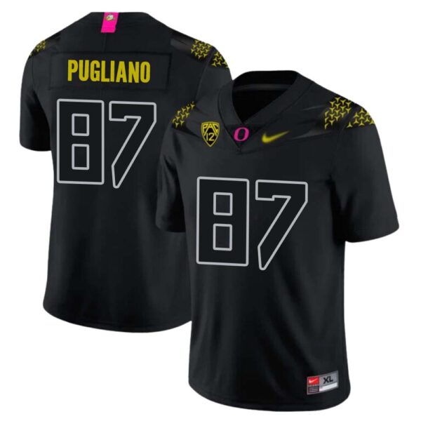 A.j. Pugliano No 87 Men’s Oregon Ducks Player 2022-2023 Stitched Throwback Black Jersey