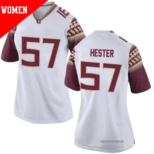 Aaron Hester No 57 Woman’s White Florida State Seminoles Game Football Jersey