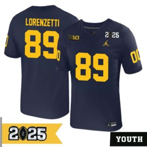 Alessandro Lorenzetti No 89 Youth CFP Michigan Wolverines 2025 Home Game Jersey- Replica
