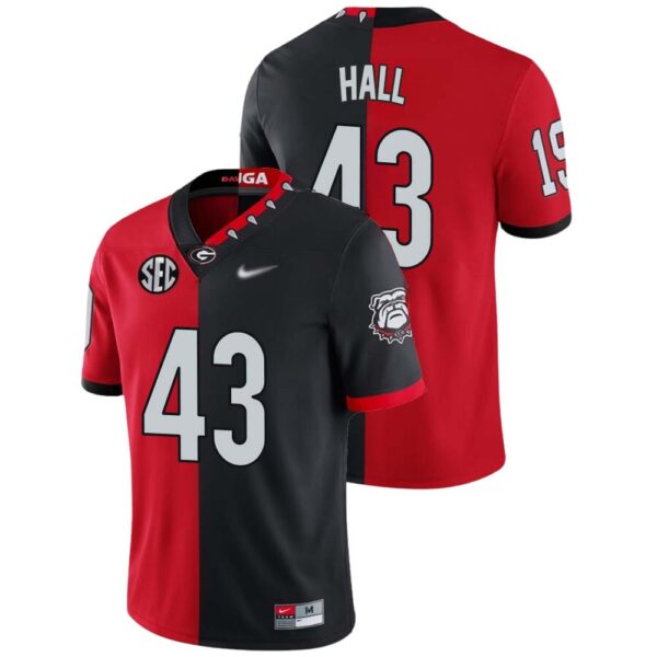 Ali Hall No 43 Mens Red Black Georgia Bulldogs Split Edition Mascot 100Th Anniversary