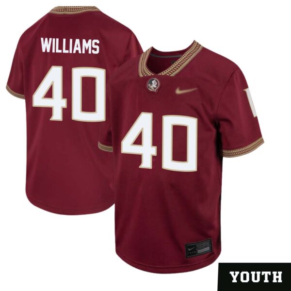 Amaree Williams No 40 Youth’s Florida State Seminoles Home Game Football Jersey