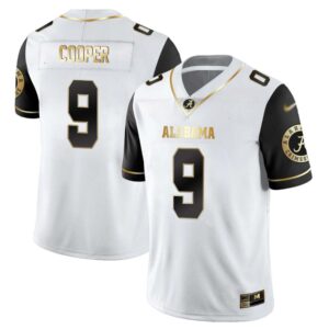 Amari Cooper No 9 Men’s Alabama Crimson Tide Limited Custom White Golden Jersey