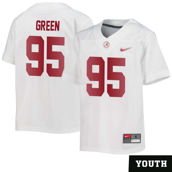 Anderson Green No 95 Youth’s White Alabama Crimson Tide Custom Game Football Jersey