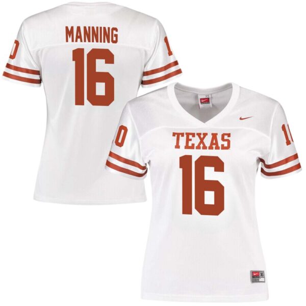 Arch Manning No 16 White Texas Longhorns Football Custom Game Jersey For Woman