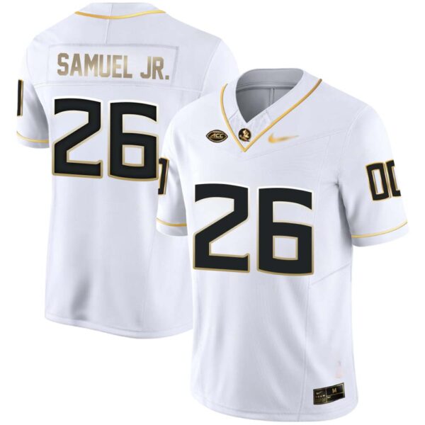 Asante Samuel Jr. No 26 Men’s Florida State Seminoles White Golden Limited Football Jersey