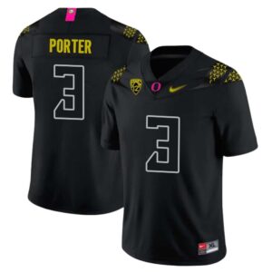 Ashton Porter No 3 Men’s Oregon Ducks Player 2022-2023 Stitched Throwback Black Jersey