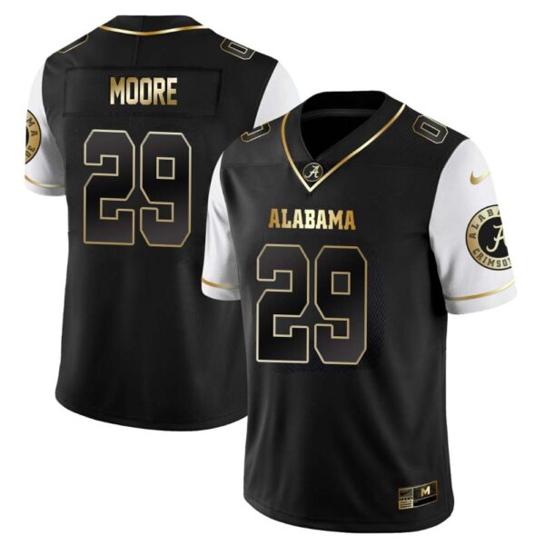 Ayden Moore No 29 Men’s Alabama Crimson Tide Limited Custom Black Golden Jersey