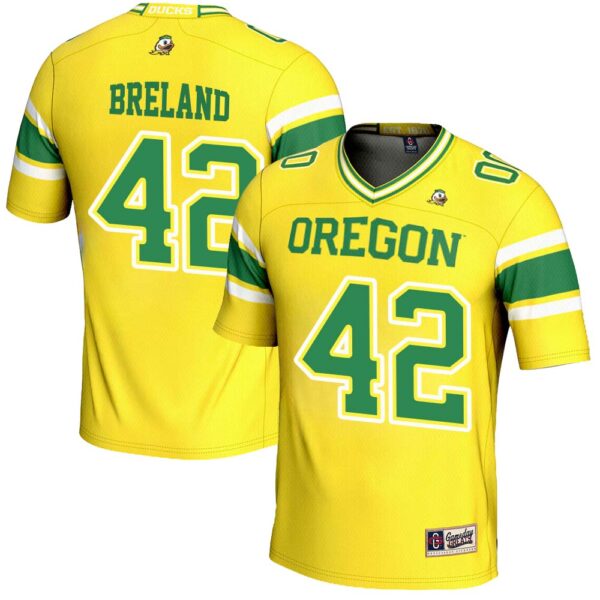 Aydin Breland No 42 Yellow Oregon Ducks Nil Player Football Jersey For Men