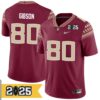 Bj Gibson No 80 Woman Cfp Florida State Seminoles 2025 Home Game Jersey- Replica