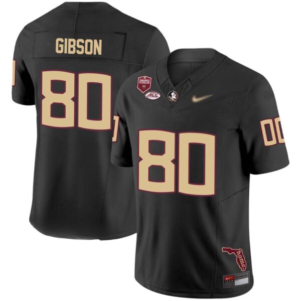 Bj Gibson No 80 Men’s Florida State Seminoles Throwback Limited Football Jersey- Black