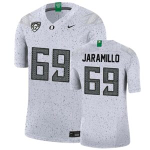 Bailey Jaramillo No 69 Men’s Oregon Ducks College Football White Eggshell Limited Football Jersey