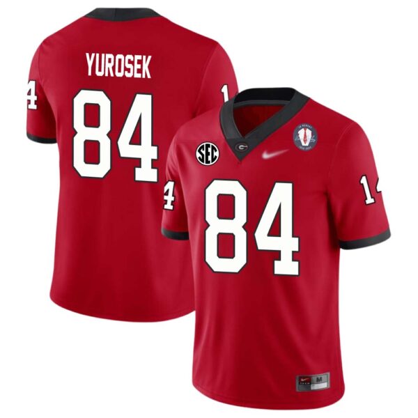 Ben Yurosek No 84 Mens Red Georgia Bulldogs 2022 Sec & National Championship Jersey