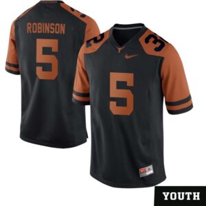 Bijan Robinson No 5 Black Texas Longhorns Football Jersey for Youth