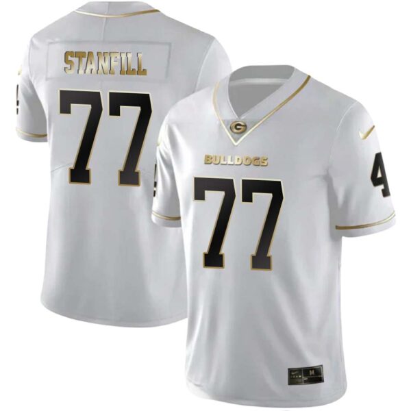 Bill Stanfill No 77 Mens Georgia Bulldogs White Gold Player Custom Limited Jersey