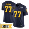 Blake Frazier No 77 Woman Cfp Michigan Wolverines 2025 Home Game Jersey- Replica