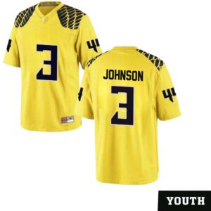 Brandon Johnson No 3 University of Oregon Youth’s Football Game Stitched Jerseys Gold