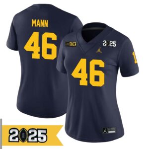 Brandon Mann No 46 Woman CFP Michigan Wolverines 2025 Home Game Jersey- Replica