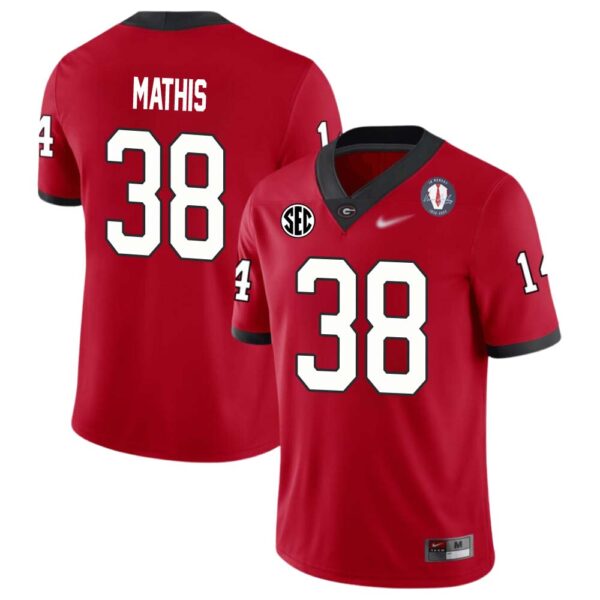 Brandon Mathis No 38 Mens Red Georgia Bulldogs 2022 Sec & National Championship Jersey