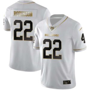 Branson Robinson No 22 Mens Georgia Bulldogs White Gold Player Custom Limited Jersey