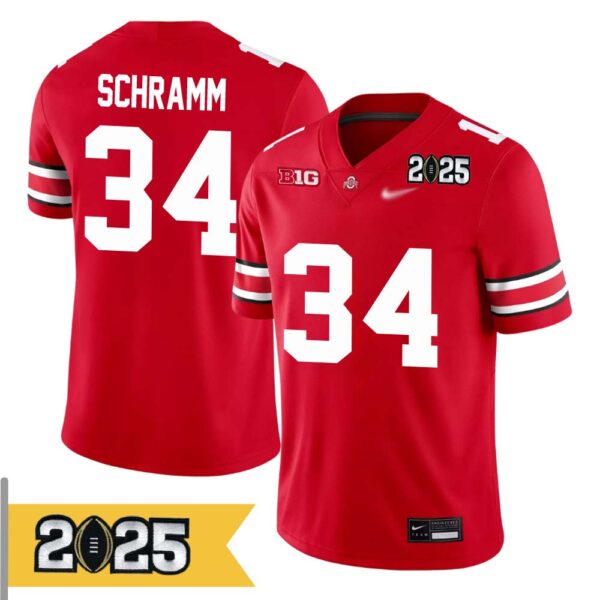 Brennen Schramm No 34 Men Cfp Ohio State Buckeyes 2025 Home Game Jersey- Replica