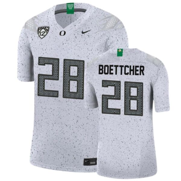 Bryce Boettcher No 28 Men’S Oregon Ducks College Football White Eggshell Limited Football Jersey