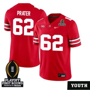 Bryce Prater No 62 Youth CFP Ohio State Buckeyes Playoff First Round 2025 Jersey- Replica