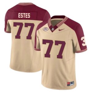 Bryson Estes No 77 Men’s Florida State Seminoles Football Vapor Gold Jersey