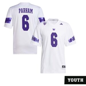 Bryun Parham No 6 Youth’s White Washington Huskies Premier Football Jersey