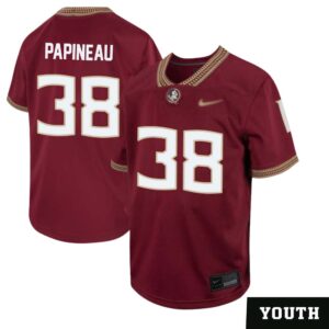 Cade Papineau No 38 Youth’s Florida State Seminoles Home Game Football Jersey
