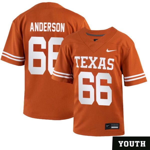 Calvin Anderson No 66 Orange Texas Longhorns Football Custom Game Jersey For Youth
