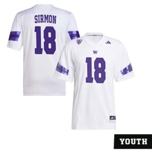 Camden Sirmon No 18 Youth’s White Washington Huskies Premier Football Jersey