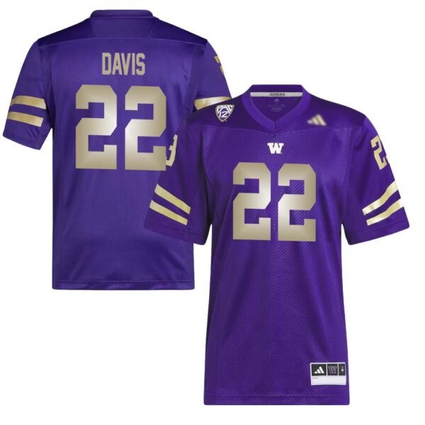 Cameron Davis No 22 Men’s Purple Washington Huskies 2023 Premier Jersey