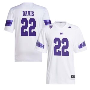 Cameron Davis No 22 Men’s White Washington Huskies Premier Football Jersey
