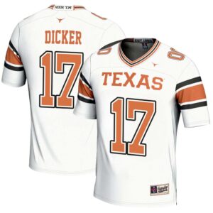 Cameron Dicker No 17 Men’s GameDay Greats White Texas Longhorns NIL Pick-A-Player Football Fashion Jersey