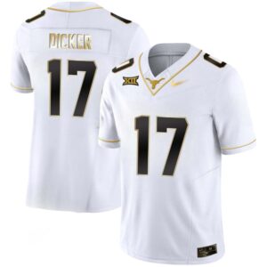 Cameron Dicker No 17 Texas Longhorns Gold Vapor Limited White Jersey