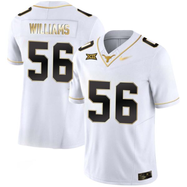 Cameron Williams No 56 Texas Longhorns Gold Vapor Limited White Jersey