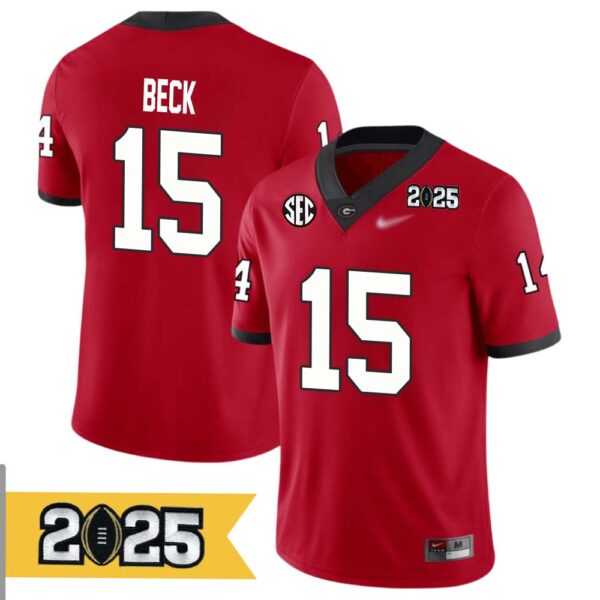 Carson Beck No 15 Men Cfp Georgia Bulldogs 2025 Home Game Jersey- Replica