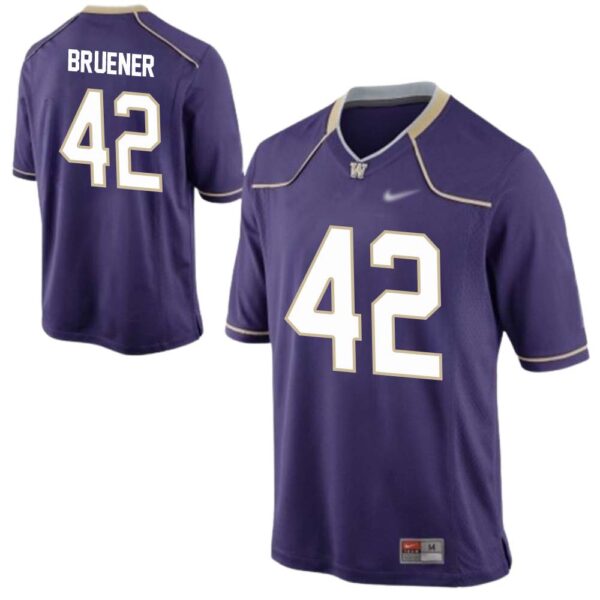 Carson Bruener No 42 Men’s Washington Huskies Football Jersey – Purple