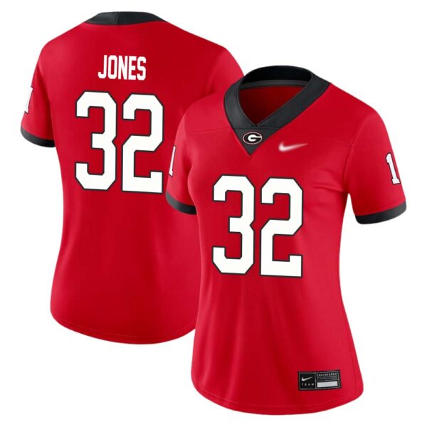 Cash Jones No 32 Womans Red Georgia Bulldogs Nil Pick A Player Football Jersey