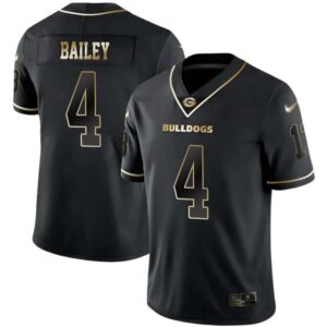 Champ Bailey No 4 Mens Georgia Bulldogs Black Gold Player Custom Limited Jersey