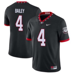 Champ Bailey No 4 Mens Georgia Bulldogs Custom Mascot 100th Anniversary Jersey – Black