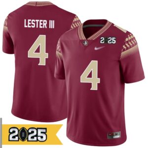 Charles Lester III No 4 Men CFP Florida State Seminoles 2025 Home Game Jersey- Replica