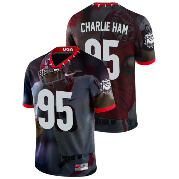 Charlie Ham No 95 Georgia Bulldogs Mens Ncaa Black 2022 National Championship Decisive Highlights College Football Jersey