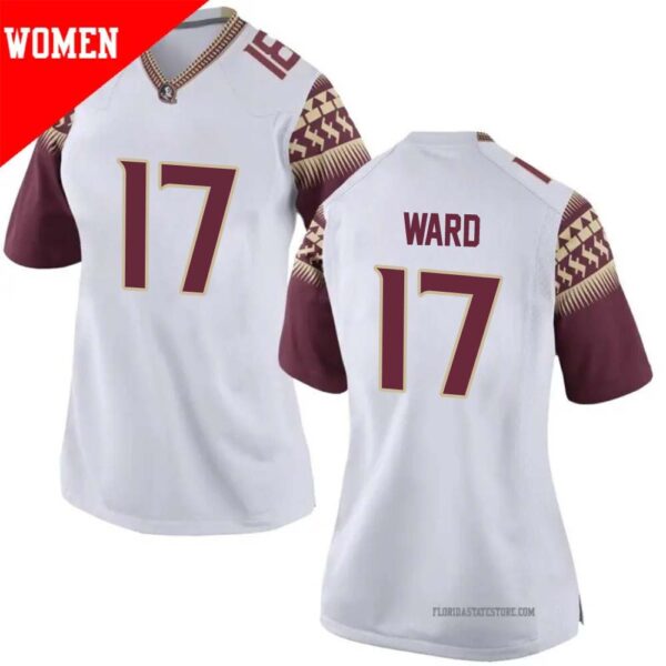 Charlie Ward No 17 Woman’s White Florida State Seminoles Game Football Jersey