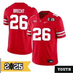 Chase Brecht No 26 Youth CFP Ohio State Buckeyes 2025 Home Game Jersey- Replica