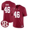 Chase Davis No 46 Men’s Alabama Crimson Sec Championship 2023 Patch Vapor Gold Football Crimson Alter