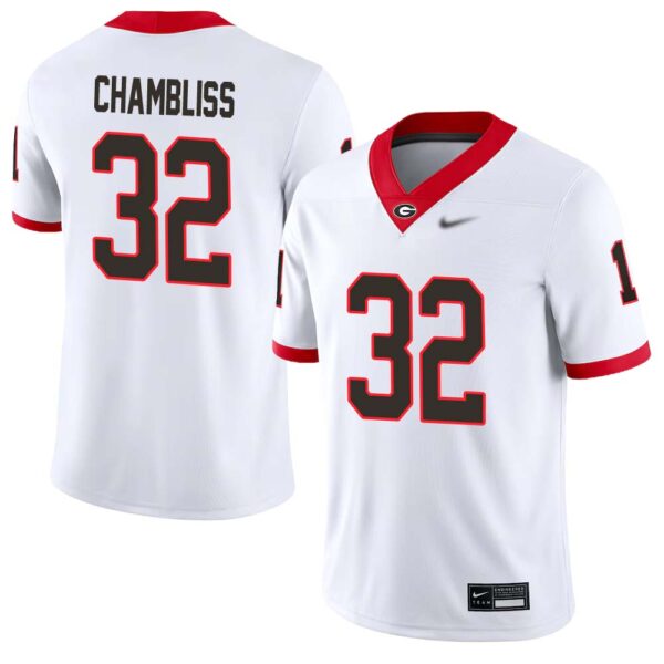 Chaz Chambliss No 32 Mens White Georgia Bulldogs Nil Pick A Player Football Jersey