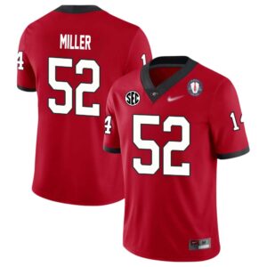 Christen Miller No 52 Mens Red Georgia Bulldogs 2022 SEC & National Championship Jersey