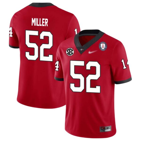 Christen Miller No 52 Mens Red Georgia Bulldogs 2022 Sec & National Championship Jersey