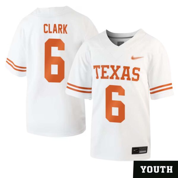 Christian Clark No 6 White Texas Longhorns Football Custom Game Jersey For Youth